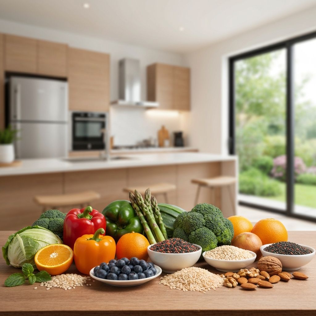 Variety of healthy foods